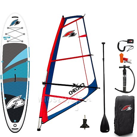 Zestaw Windsurfingowy SUP F2 SECTOR WINDSURF 11,5 BLUE z żaglem F2 CHECKER - pompowany paddleboard, WindSUP