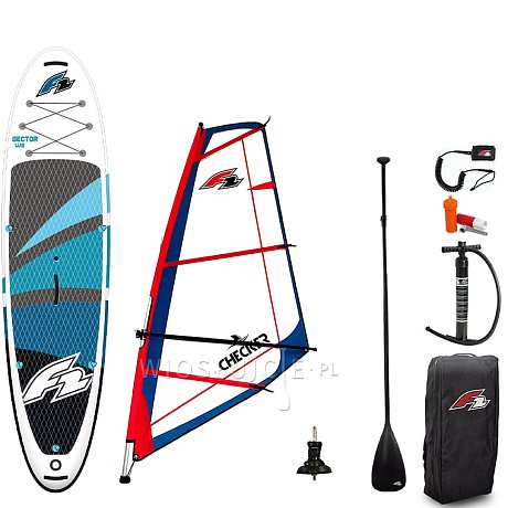 Zestaw Windsurfingowy SUP F2 SECTOR WINDSURF 12,2 BLUE z żaglem F2 CHECKER - pompowany paddleboard, WindSUP