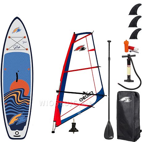 Zestaw Windsurfingowy deska pompowana SUP F2 GLIDE WINDSURF/WING YOUTH 9'2 GREY + pędnik F2 CHECKER