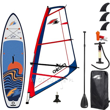 Zestaw Windsurfingowy deska pompowana SUP F2 GLIDE WINDSURF/WING YOUTH 9'2 GREY + pędnik F2 CHECKER