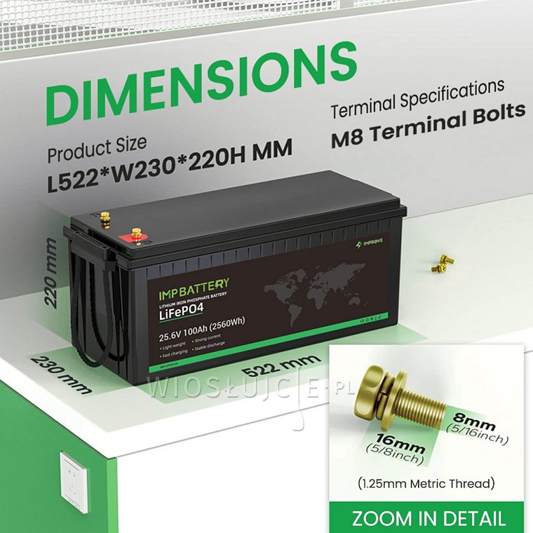 Baterie IMPROVE 100Ah 25.6V  LiFePO4