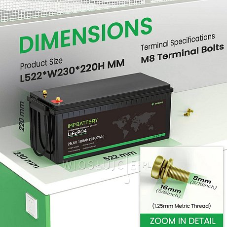 Akumulator IMPROVE 100 Ah 25,6 V LiFePO4