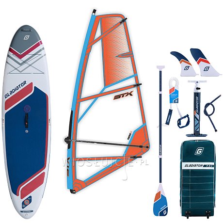 Komplet windsurfingowy GLADIATOR WindSUP 10'7 2026 z pędnikiem STX - pompowany paddleboard, windsurfing