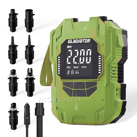 Pompka elektryczna GLADIATOR AP-887L 12 V z baterią - maksymalne ciśnienie do 22 PSI