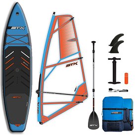 Zestaw WindSUP STX Hybrid Tourer 12' TEAL/ORANGE + pędnik STX PowerKid - większy komplet do pływania SUP i nauki windsurfingu