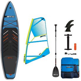 Zestaw WindSUP STX Hybrid Tourer 11' TEAL/ORANGE + pędnik STX PowerKid - wszechstronny komplet do pływania SUP i nauki windsurfing