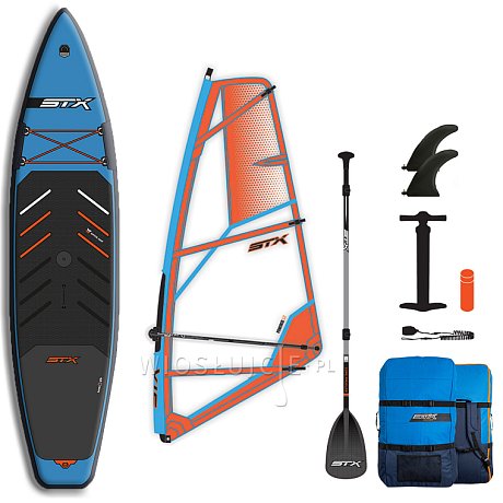 Zestaw WindSUP STX Hybrid Tourer 11' TEAL/ORANGE + pędnik STX PowerKid - wszechstronny komplet do pływania SUP i nauki windsurfing