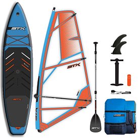 Zestaw WindSUP STX Hybrid Tourer 11' TEAL/ORANGE + pędnik STX PowerKid - wszechstronny komplet do pływania SUP i nauki windsurfing